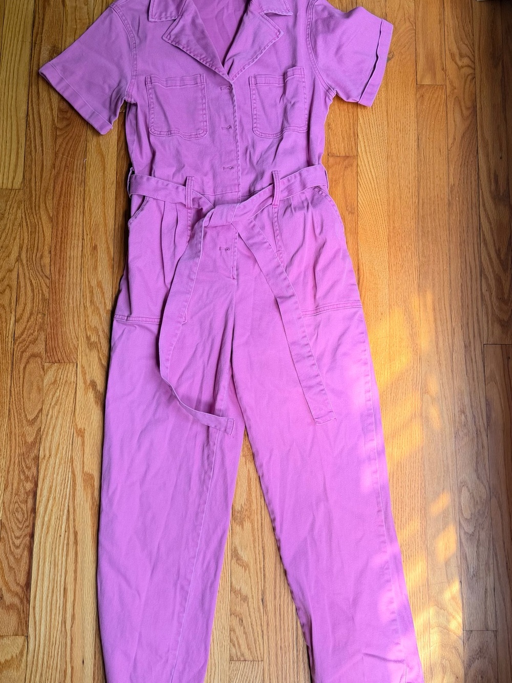 Skies Are Blue Lavender-Pink Utility Jumpsuit with Self-Tie Belt